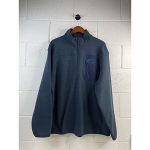 Bass‎ Pro Shops Quarter-Zip Fleece Pullover Sweater Mens 2XL Blue Chest Pocket